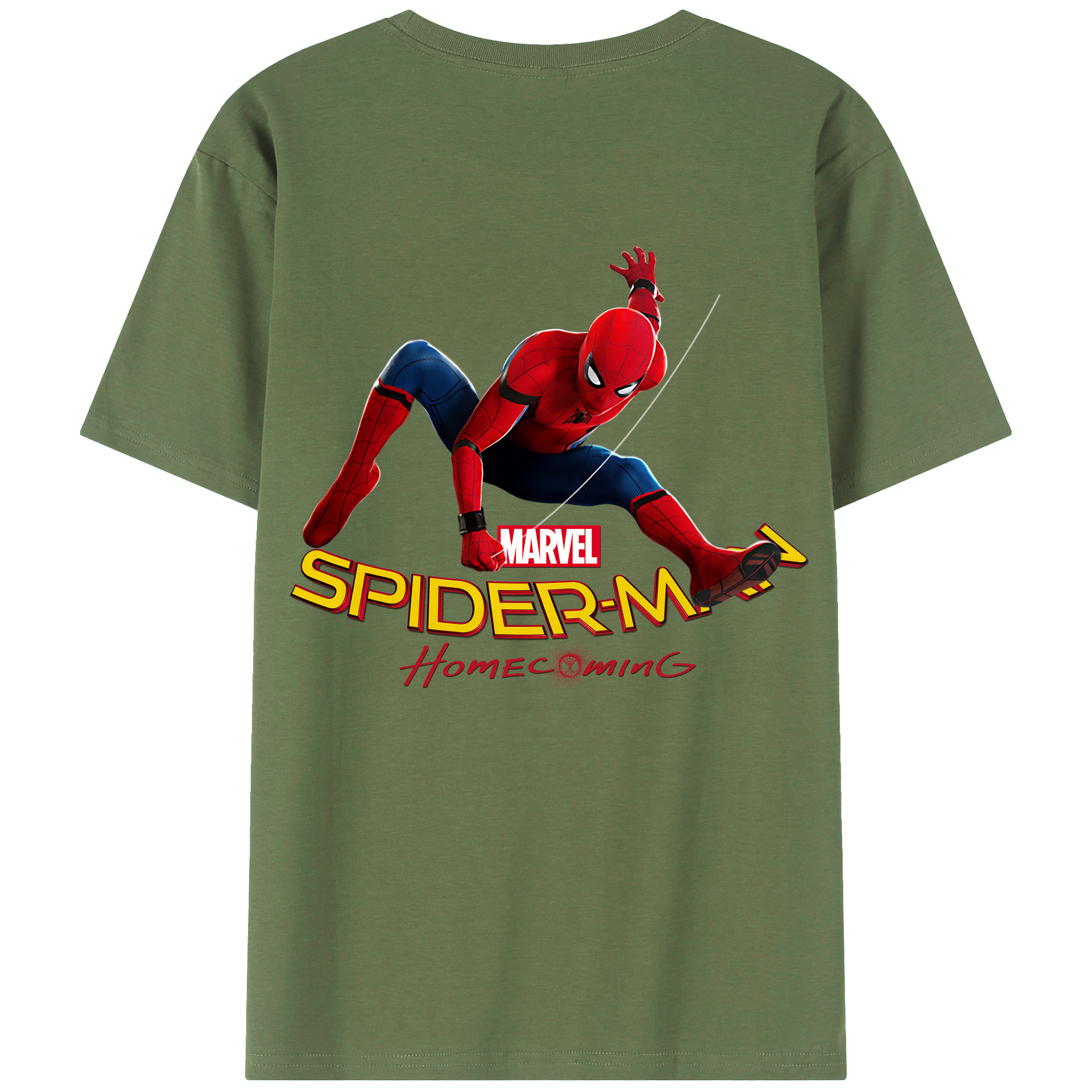 （画像用） Spider Man スパイダーマン 綿100％ メンズ半袖Tシャツ（バックプリント） 通気性